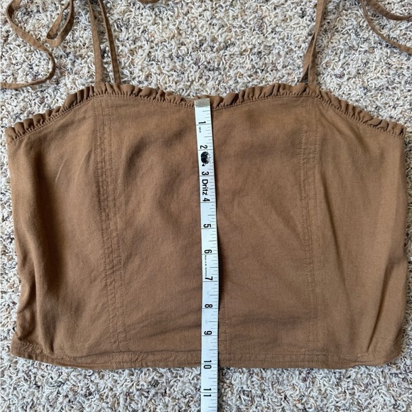 Aerie Linen Corset Tank Top Cropped Ruched Ruffle Edging Bralette Size Small - Picture 11 of 11